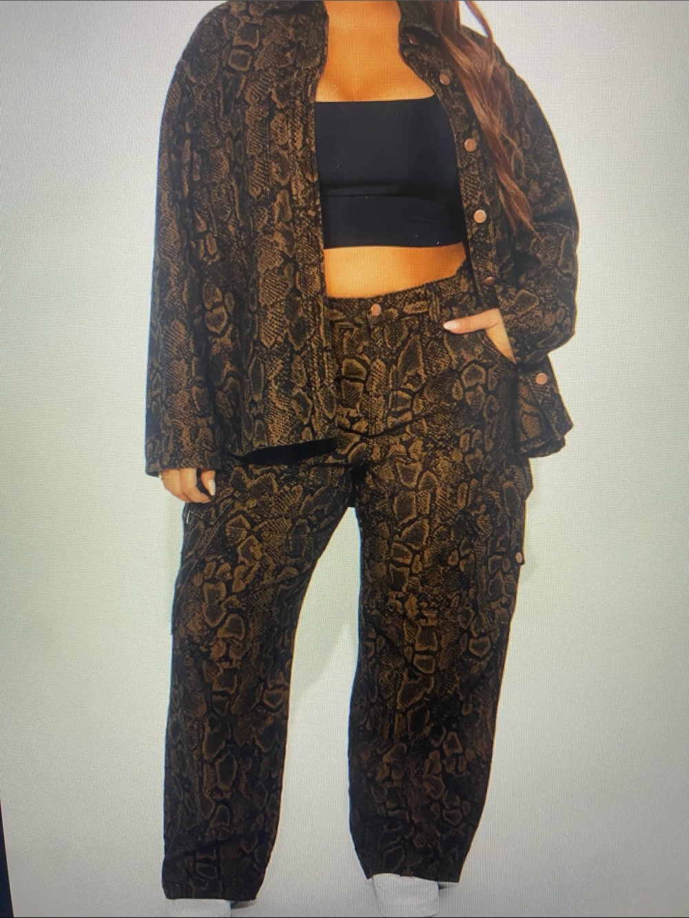 Fashion Nova Bite Back Cargo Straight Leg Jeans Snake-Print